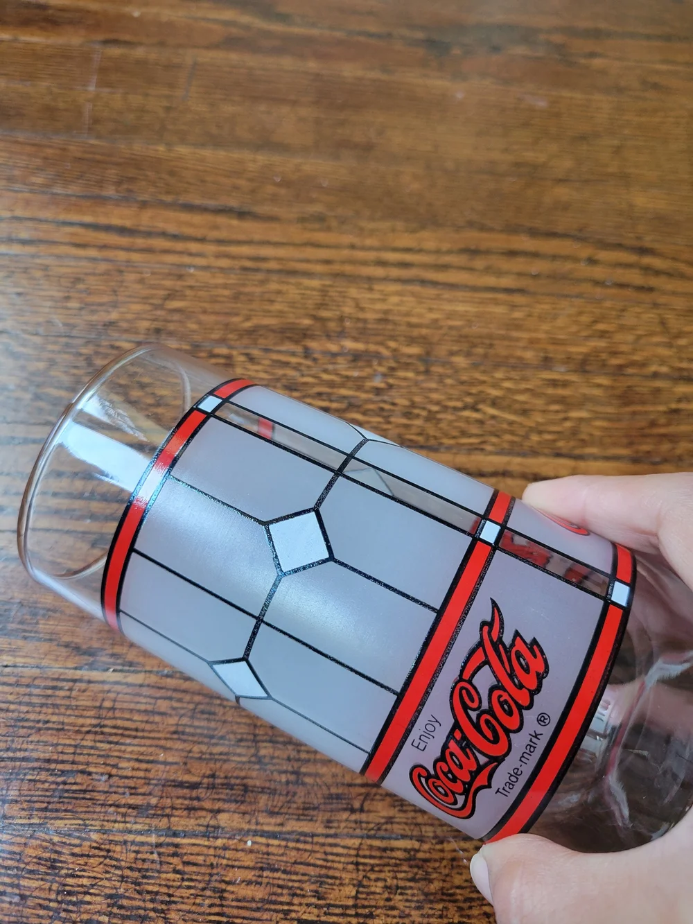 Coca-Cola Vintage Pizza Hut Frosted Tiffany Style Stained Glass 16oz